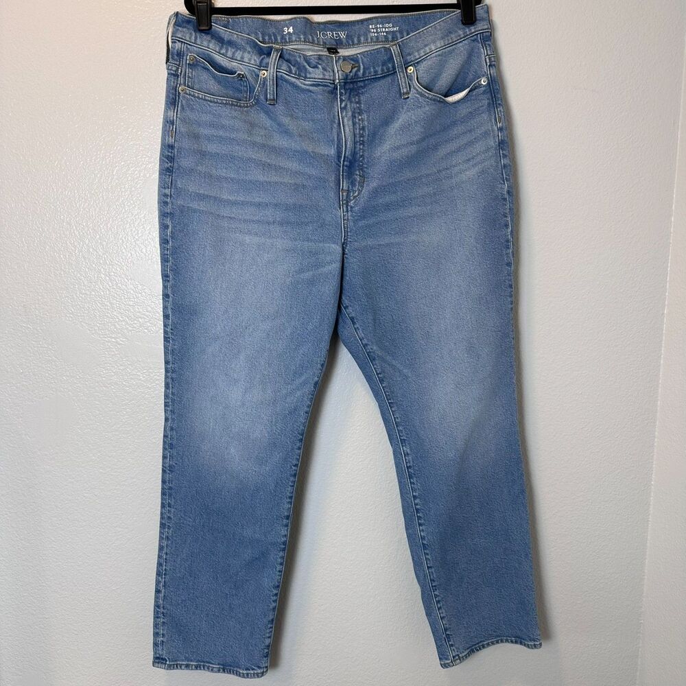 J.Crew Women's Size 34 Jeans '96 Straight Leg High Rise Waist Stretch Denim